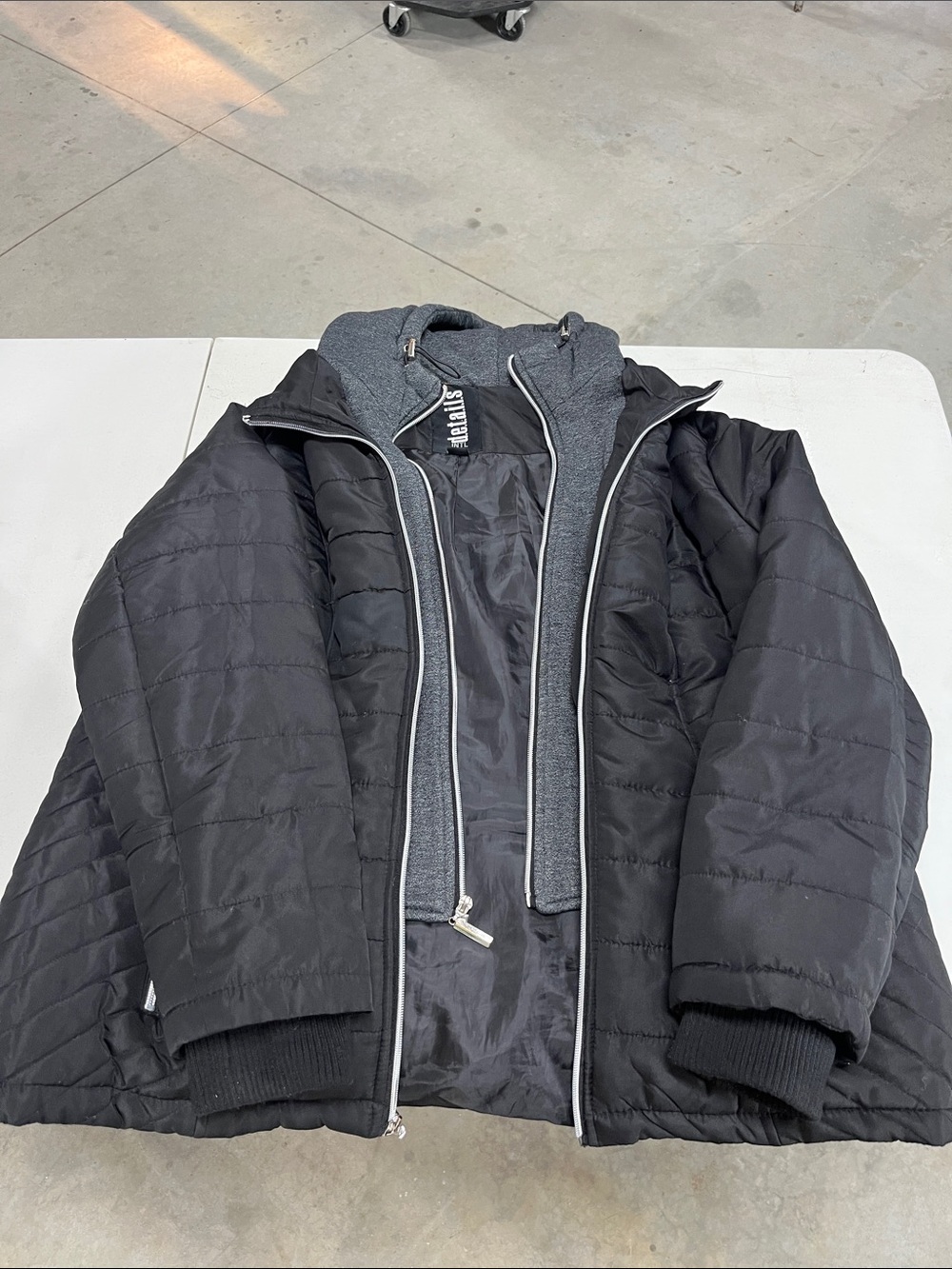 Women’s Black Quilted Puffer Jacket with Grey Inner Layer